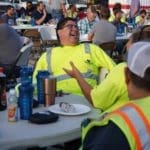 enjoying the Sunroc safety breakfast with coworkers