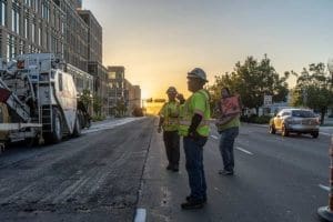 Paving Asphalt Downtown Idaho Sunset