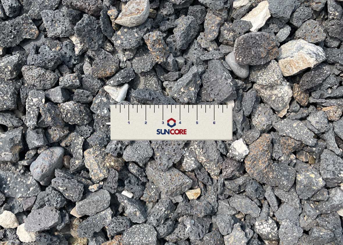 1.5" black fractured rock
